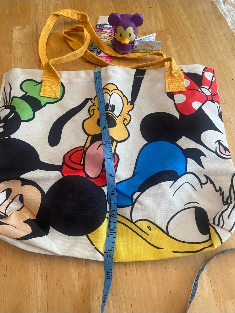 Bundle Disney Mickey duck, 6 Minnie hair clips & Character Canvas Tote New NWT